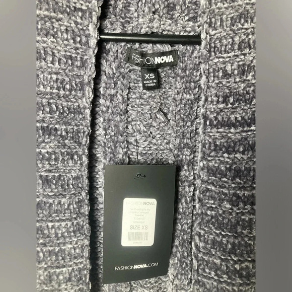 Tall cuddling is my hobby cardigan sweater charcoal fashion nova‎ size xsmall - Picture 2 of 8